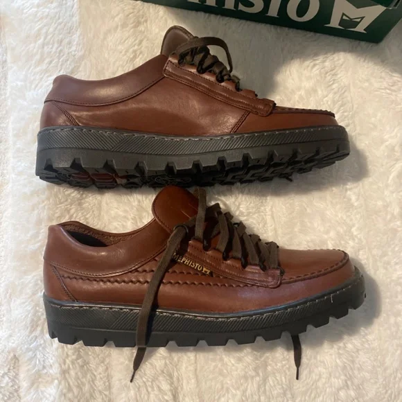 NEW MEPHISTO MENS LEATHER BROWN SHOES SIZE 9 - Picture 3 of 8